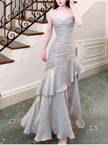 Good Job [Silver Wrapped] Mermaid Ji light luxury niche adult ceremony dress high-end suspender dress
