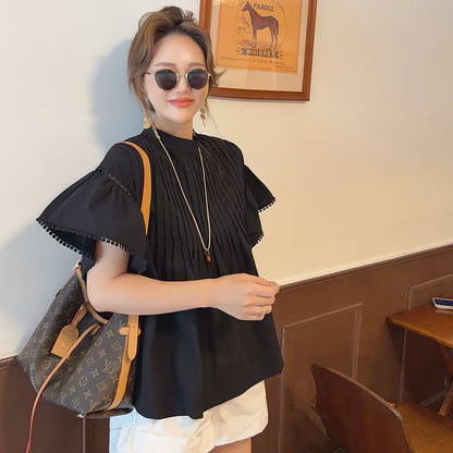 [Regular Price: 229 | Clearance Flash Sale: Non-returnable/Non-exchangeable] Loose-fitting black shirt—flattering, slimming, and youthful