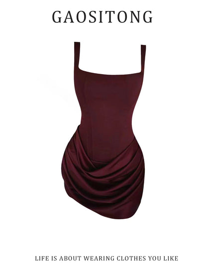 GAOSITONG 2026 Spring/Summer Sexy Fishbone Suspender Dress for Women, Perfect for Vacation, Bodycon Mini Skirt