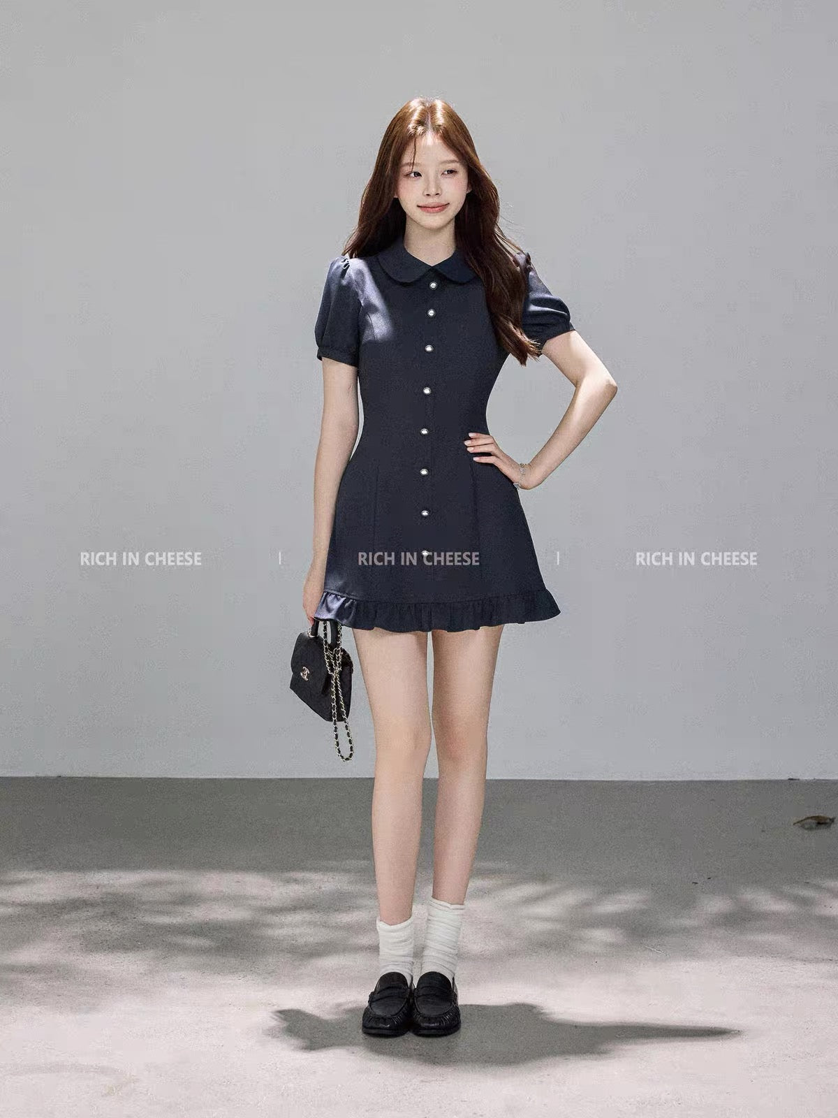 Jinchuanchuan Galaxy Academy – Summer Vintage-Style Preppy Dress: Exquisite, Youthful, and Flattering with a Peter Pan Collar and Cinched Waist