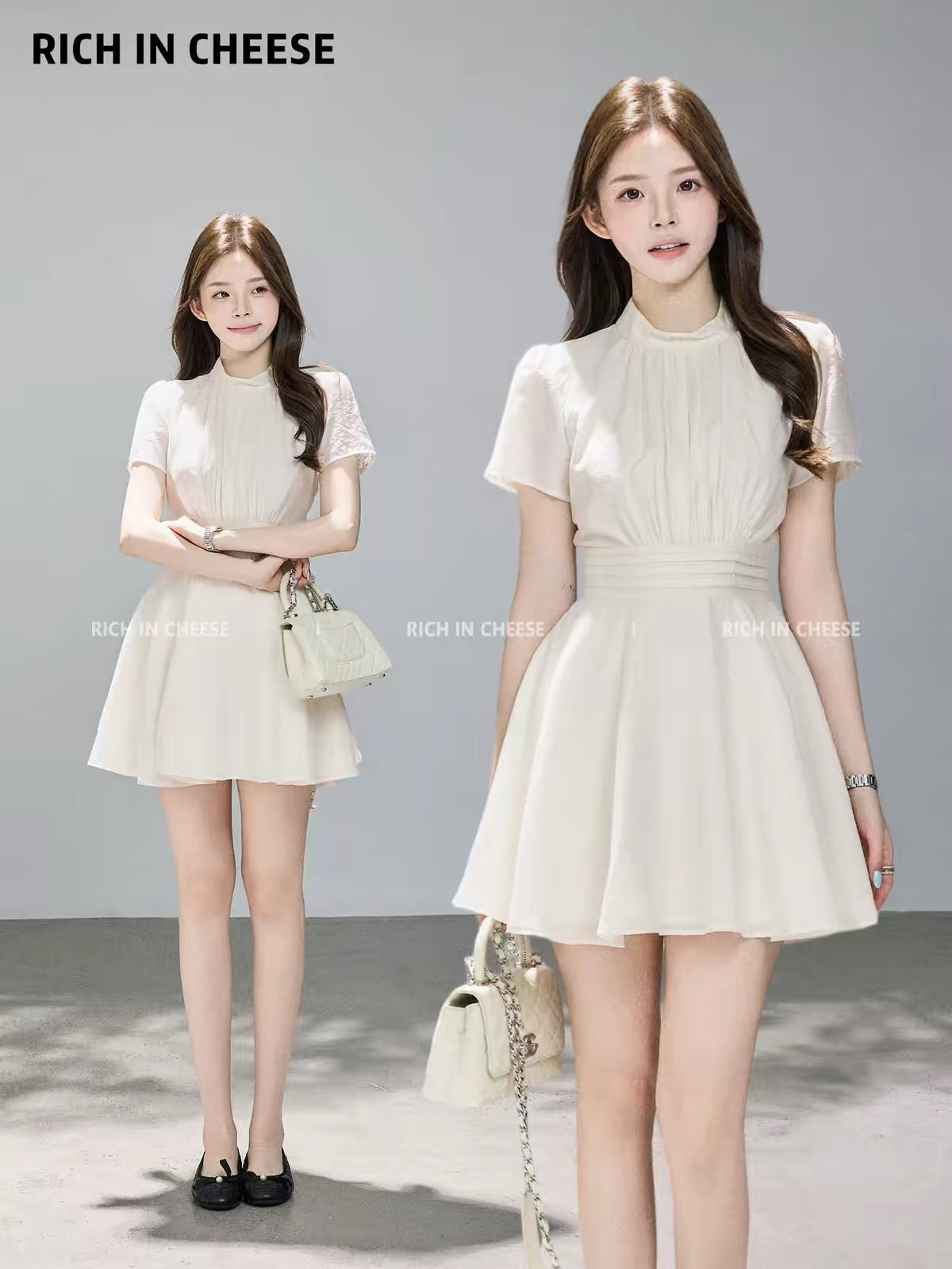 Jinchuanchuan Youli Qianjin – Korean-style summer dress featuring a refined, gentle, and vibrant aesthetic, with a waist-cinching silhouette and delicate pleating.