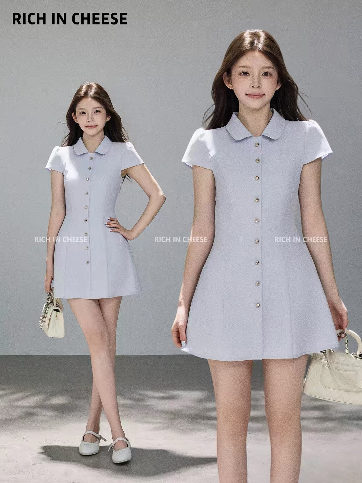 Jinchuanchuan "Sea Salt Romance" — A chic, slimming, and waist-cinching summer dress featuring an elegant, high-end "Chanel-style" aesthetic.