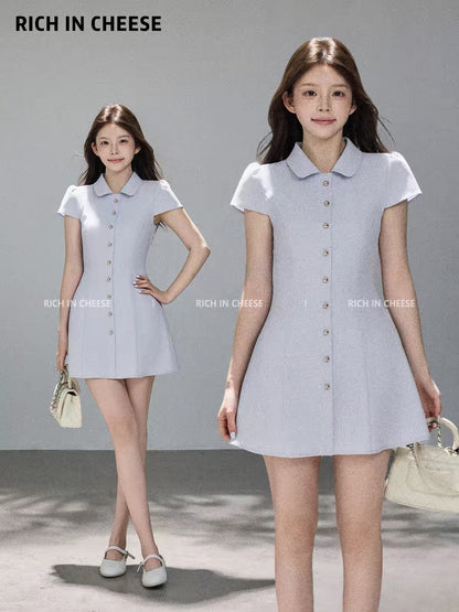 Jinchuanchuan "Sea Salt Romance" — A chic, slimming, and waist-cinching summer dress featuring an elegant, high-end "Chanel-style" aesthetic.
