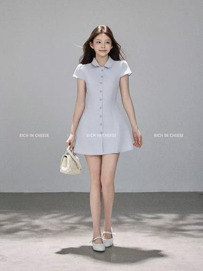Jinchuanchuan "Sea Salt Romance" — A chic, slimming, and waist-cinching summer dress featuring an elegant, high-end "Chanel-style" aesthetic.