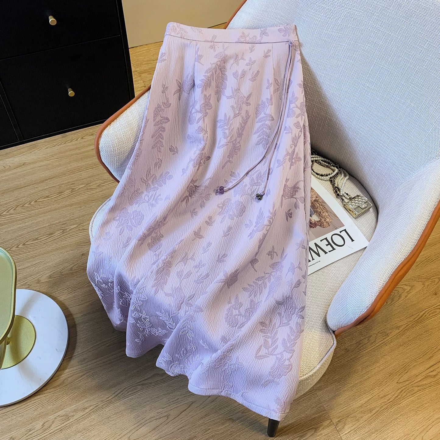 New Chinese style improved cheongsam national style skirt for women summer new high-end jacquard temperament mid-length A-line skirt trendy