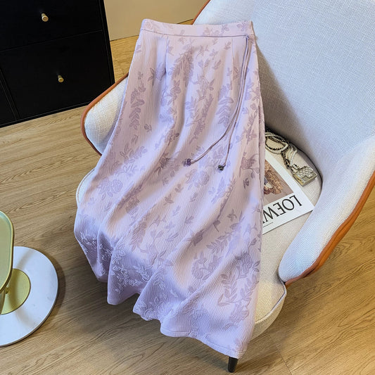 New Chinese style improved cheongsam national style skirt for women summer new high-end jacquard temperament mid-length A-line skirt trendy