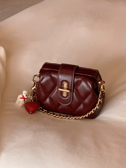 Chio2nd Warm Winter Evening Party Box Bag, Niche and Elegant Handbag for Women, Pink Diamond Pattern Shoulder/Crossbody Bag