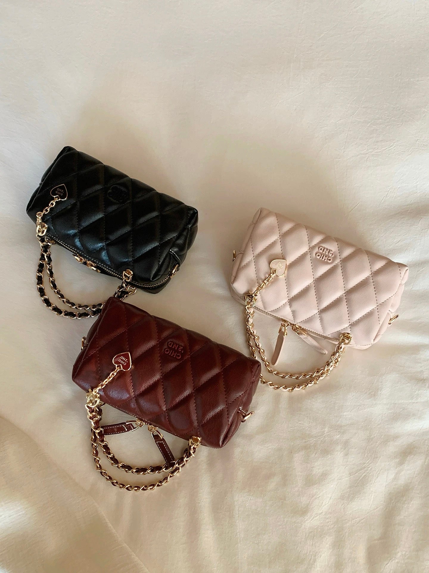 Chio2nd Elegant Prelude Pillow Bag, Pink Exquisite Diamond Pattern Bag, Women's Handbag, Shoulder Bag, Crossbody Bag