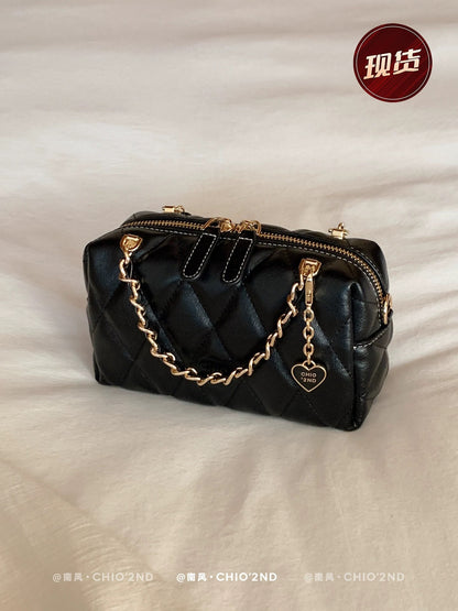 Chio2nd Elegant Prelude Pillow Bag, Pink Exquisite Diamond Pattern Bag, Women's Handbag, Shoulder Bag, Crossbody Bag