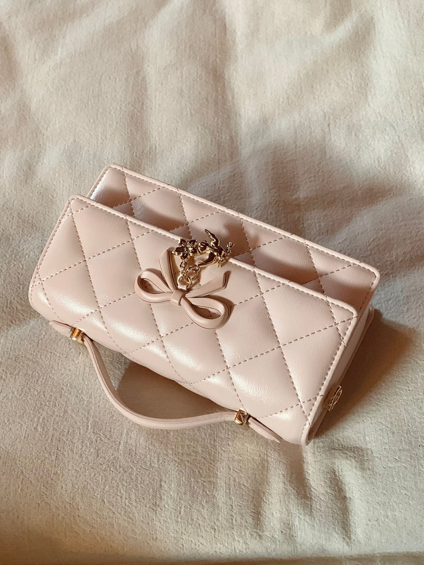 Chio2nd Nanfeng Peach Blossom Bracelet, Pink Handbag with Bow, Women's Shoulder Bag, Crossbody Bag