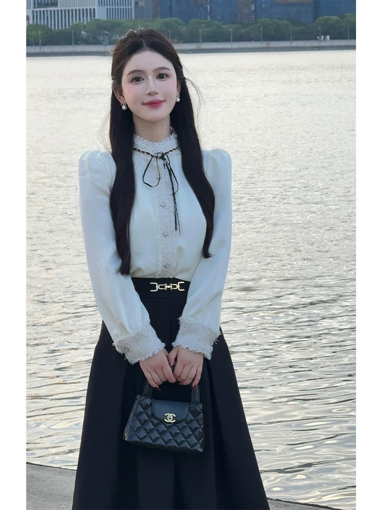 LILI Li Lijia [Hera Girl] Xiaoxiang style daughter suit 2025 autumn shirt skirt complete set