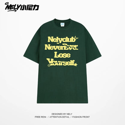 NELY Little Nili tide brand letter American casual short-sleeved men and women T-shirt summer 2025 new cotton loose top