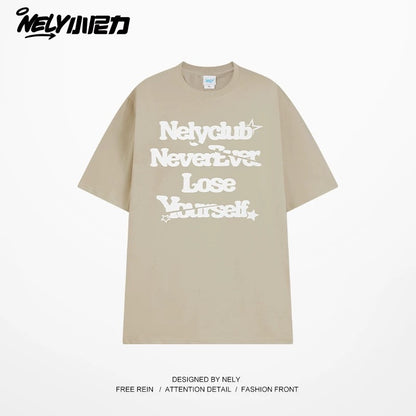 NELY Little Nili tide brand letter American casual short-sleeved men and women T-shirt summer 2025 new cotton loose top