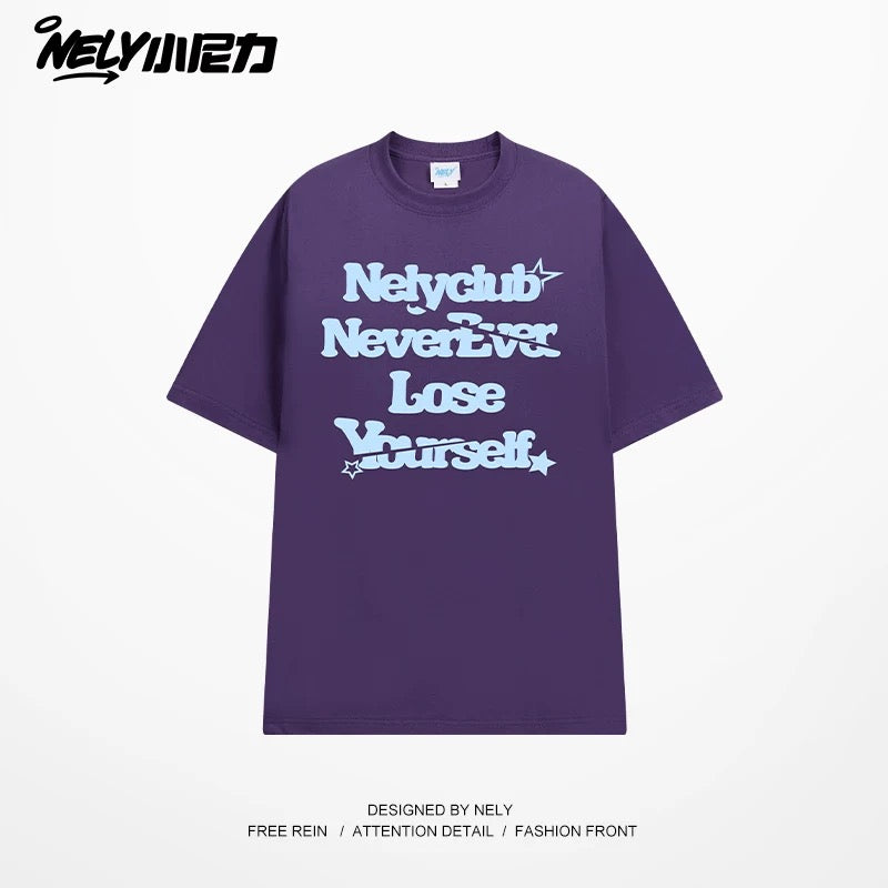 NELY Little Nili tide brand letter American casual short-sleeved men and women T-shirt summer 2025 new cotton loose top
