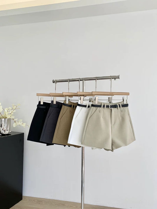 2025 Summer New Korean Style Casual Chic Versatile Slimming High-Waisted Suit Shorts/Wide-Leg Pants for Women