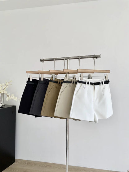 2025 Summer New Korean Style Casual Chic Versatile Slimming High-Waisted Suit Shorts/Wide-Leg Pants for Women