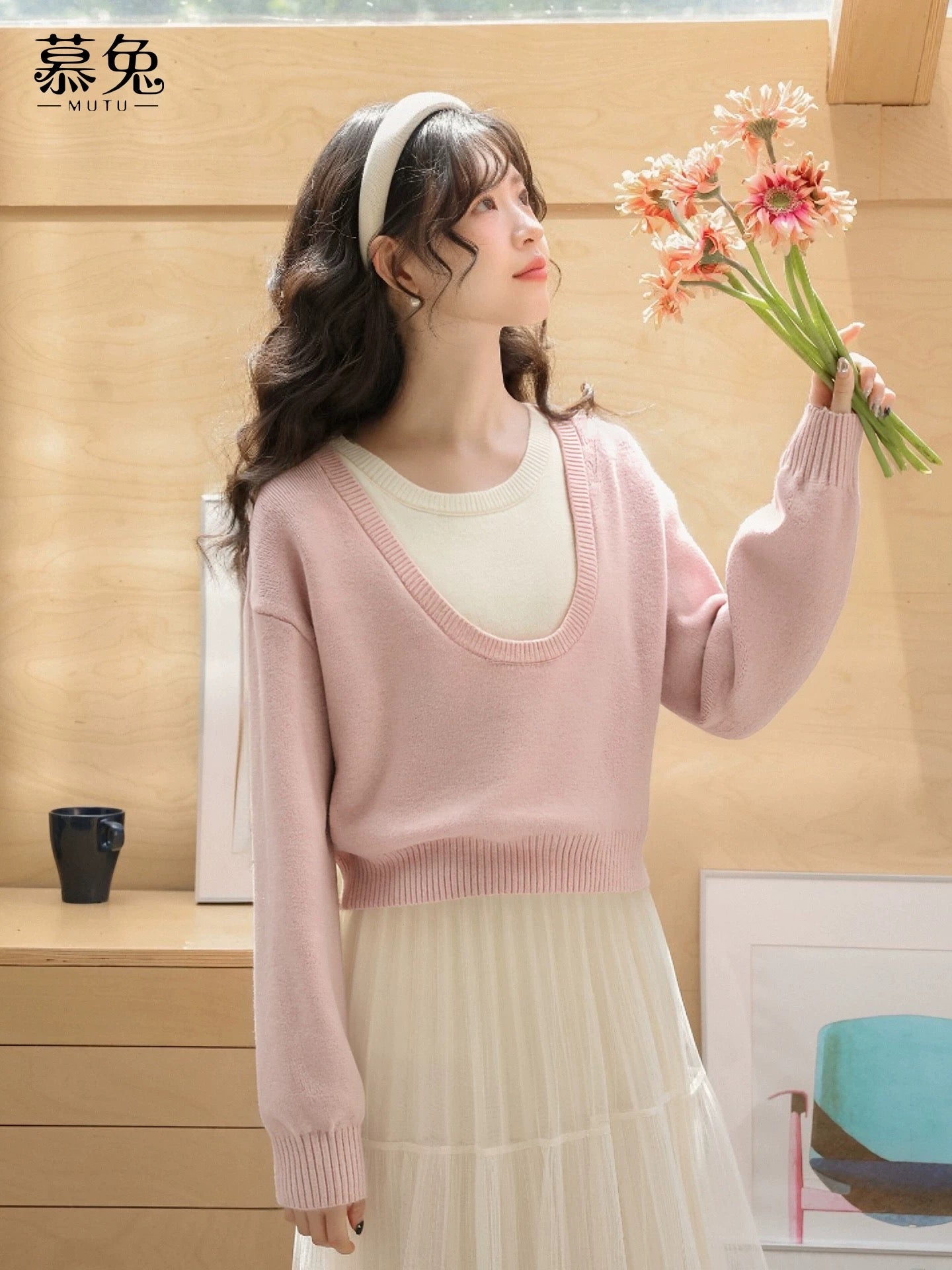 MuTu Sweet Vest Layered Knitted Cardigan Two-Piece Set for Women, 2025 Winter New Gentle Style Top Set