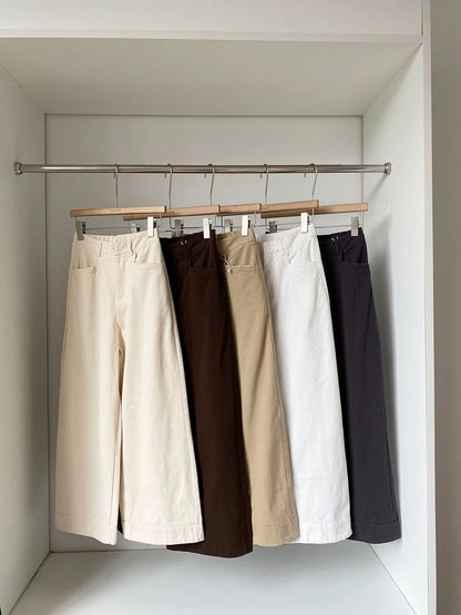 2025 Early Autumn New Korean Style Fashion Solid Color Versatile Casual Long Pants for Women, High Waist, Slimming, Loose Wide Leg Pants, Trendy