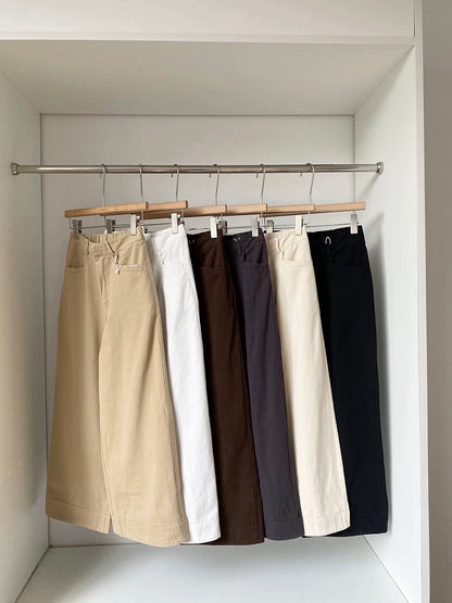 2025 Early Autumn New Korean Style Fashion Solid Color Versatile Casual Long Pants for Women, High Waist, Slimming, Loose Wide Leg Pants, Trendy