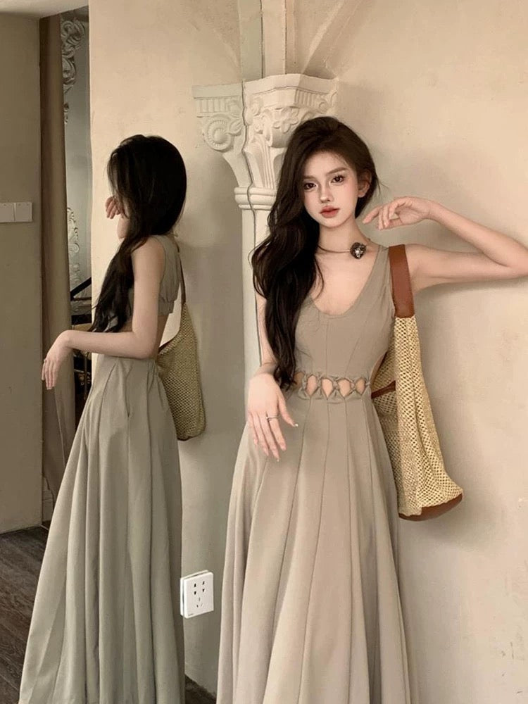 Sexy waistless vest dress for women summer new style waistless sleeveless design sexy backless pure lust style A-line long skirt