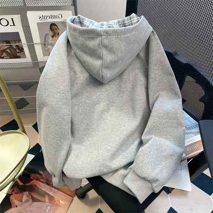 High-end and beautiful lace bow hooded sweatshirt for men and women spring and autumn college style pattern splicing jacket cardigan