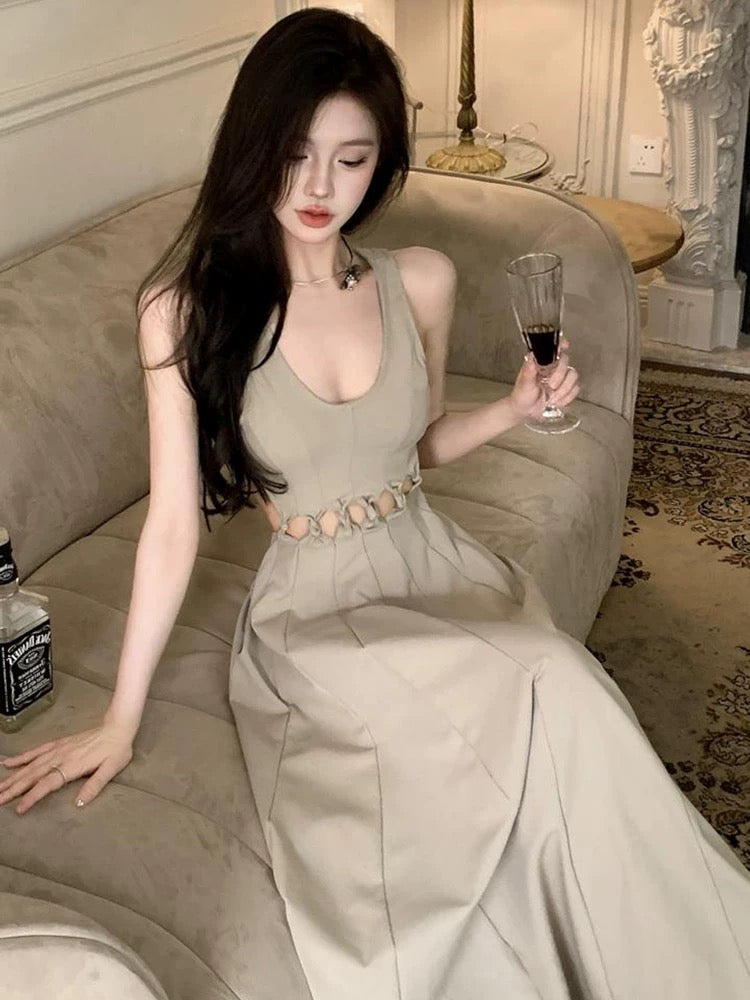 Sexy waistless vest dress for women summer new style waistless sleeveless design sexy backless pure lust style A-line long skirt