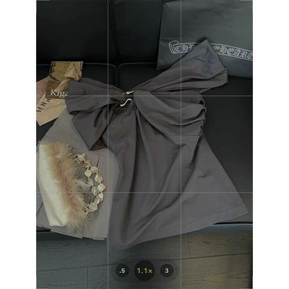 Irregular knotted off-shoulder top for women, metallic patchwork and pleated design, 2025 summer elegant and gentle style vest.