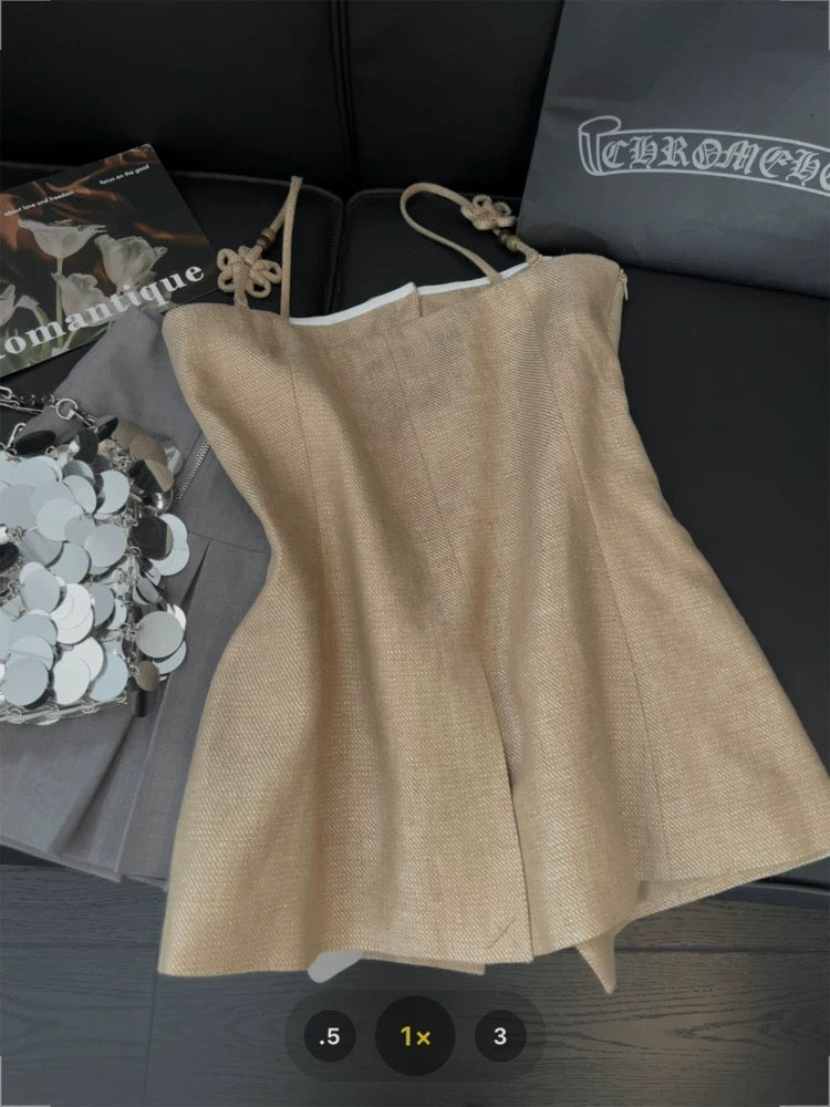 French retro strapless top, elegant and sexy style, 2025 summer braided-style camisole.