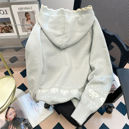 Cute cartoon soft and sticky sweater cardigan for men and women autumn and winter unique and beautiful knitted jacket