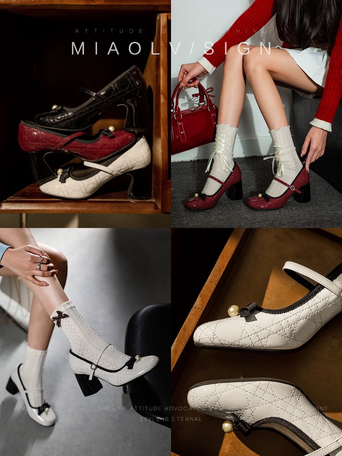 "Wonderful Couple" Bei Dao Diary ~ French thick-heeled Mary Jane shoes women's spring retro mid-heeled high-heeled shoes shallow-mouth single shoes