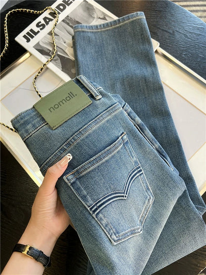Highly recommended! Great looking Little Green Brand high waist slimming cigarette jeans for women 2025 spring new nine-point straight pants