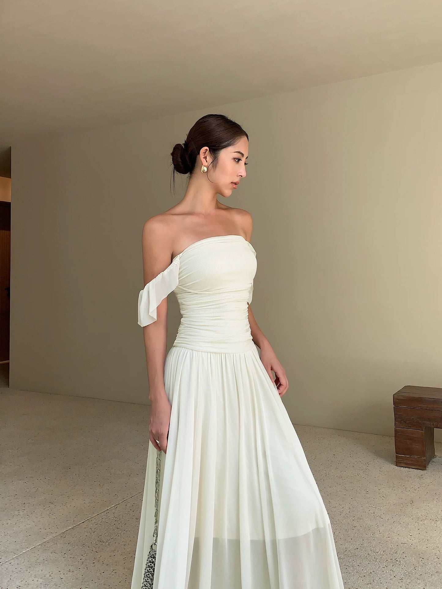 NEVA HU black tube top dress for women 2024 new style high-end French suspender skirt temperament waist skirt