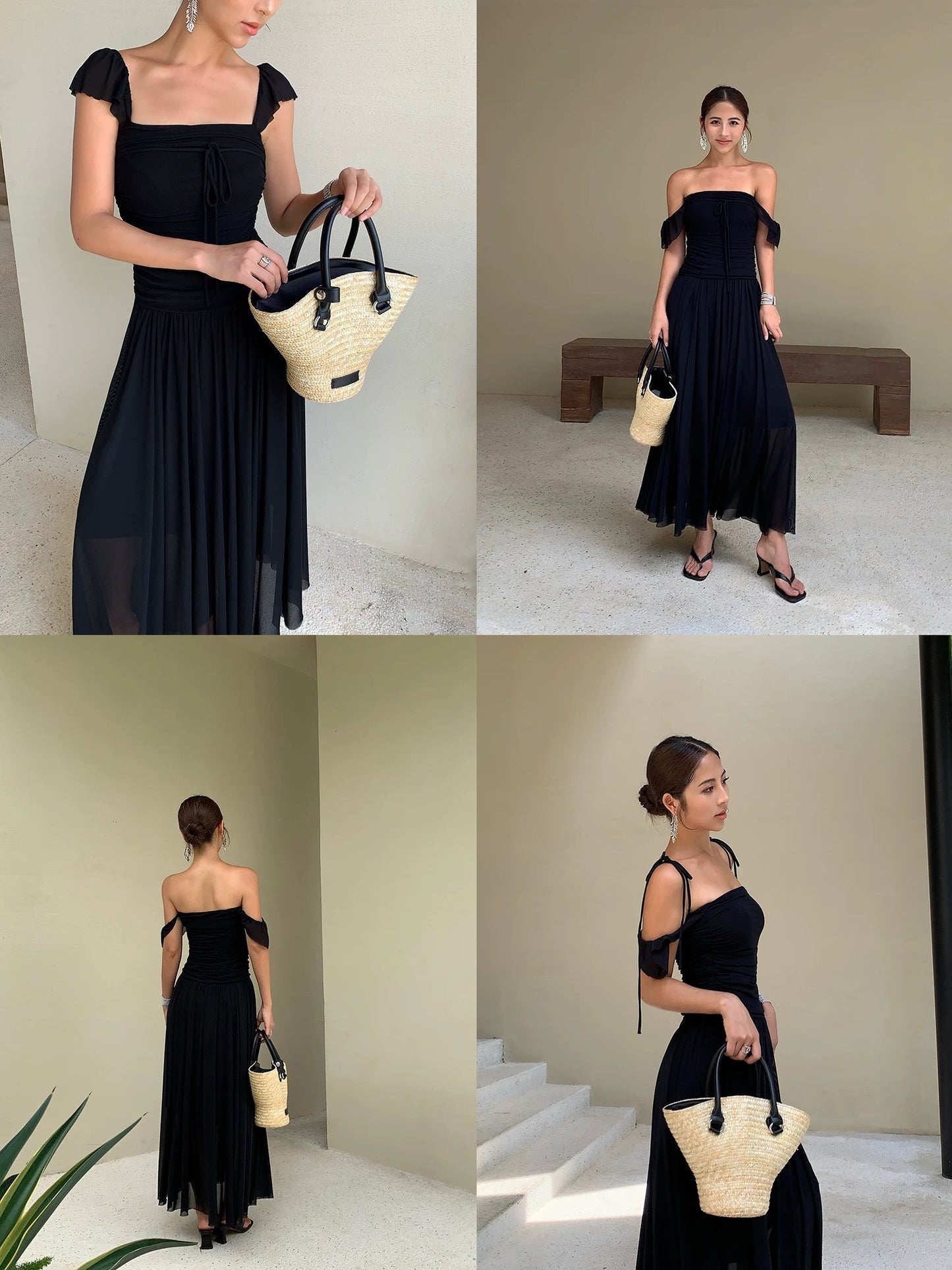 NEVA HU black tube top dress for women 2024 new style high-end French suspender skirt temperament waist skirt