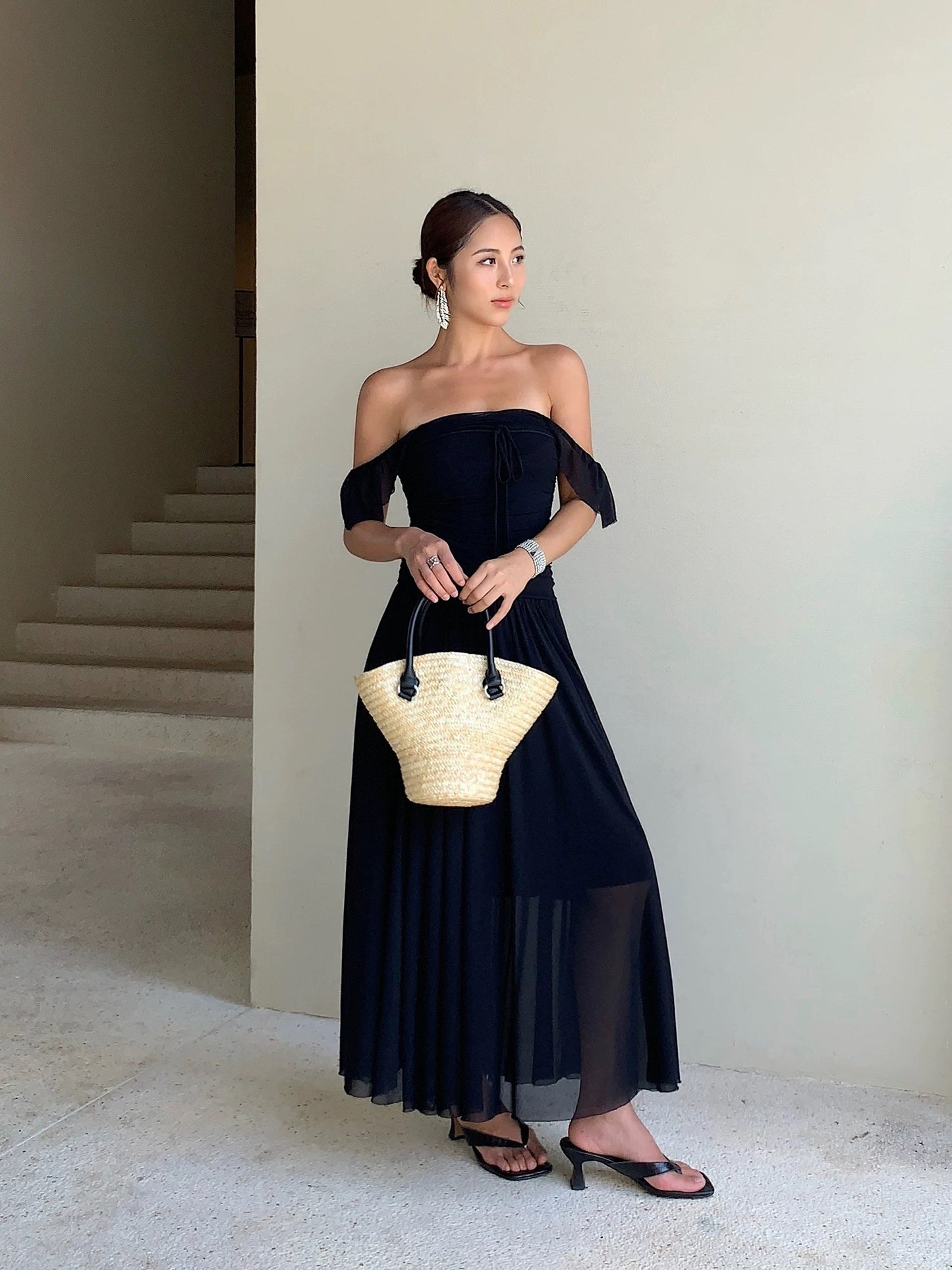 NEVA HU black tube top dress for women 2024 new style high-end French suspender skirt temperament waist skirt