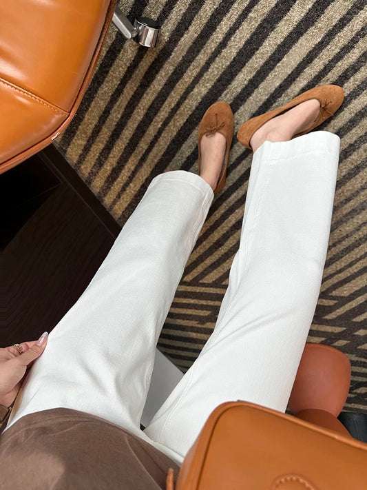 Leg shape cheating pants~! High waist wide leg granny pants women's summer new lyocell stretch nine-point jeans