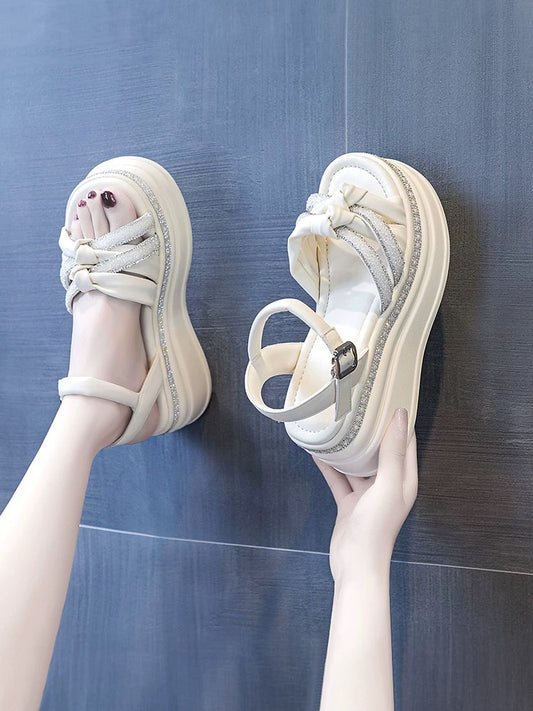 Fashion high heel Roman sandals for women 2025 summer new style popular outdoor wear platform wedge heel thick bottom sports