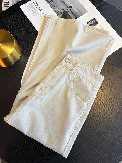 A timeless classic~! High-waisted slimming half-length a-line denim skirt versatile women's front slit mid-length skirt summer
