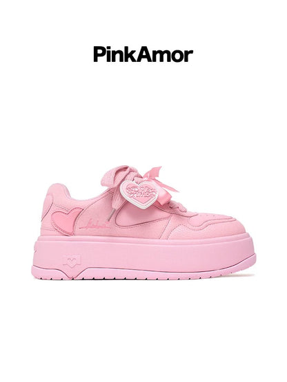 PinkAmor Cupid pink thick bottom new dopamine shoes height increase sports comfortable casual sneakers women