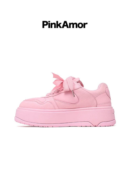 PinkAmor Cupid pink thick bottom new dopamine shoes height increase sports comfortable casual sneakers women