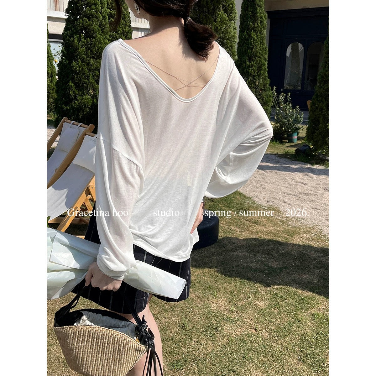 GRACETINA HOO - Relaxed Sun Protection Long-Sleeve T-Shirt (with Chain) (Includes one spare chain) TB179