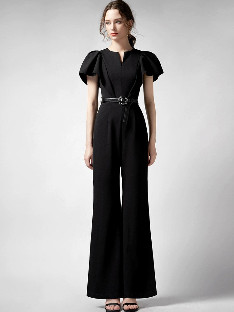 AUI black high-end design professional jumpsuit women's 2024 summer new temperament high-waisted slim jumpsuit