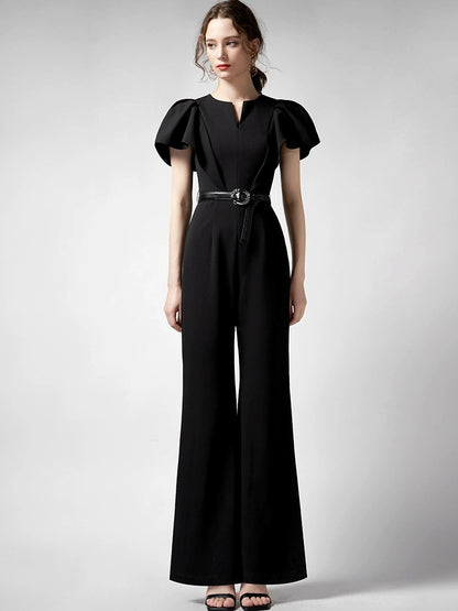 AUI black high-end design professional jumpsuit women's 2024 summer new temperament high-waisted slim jumpsuit