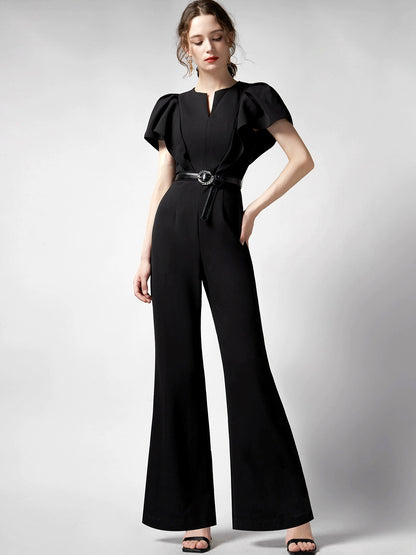 AUI black high-end design professional jumpsuit women's 2024 summer new temperament high-waisted slim jumpsuit