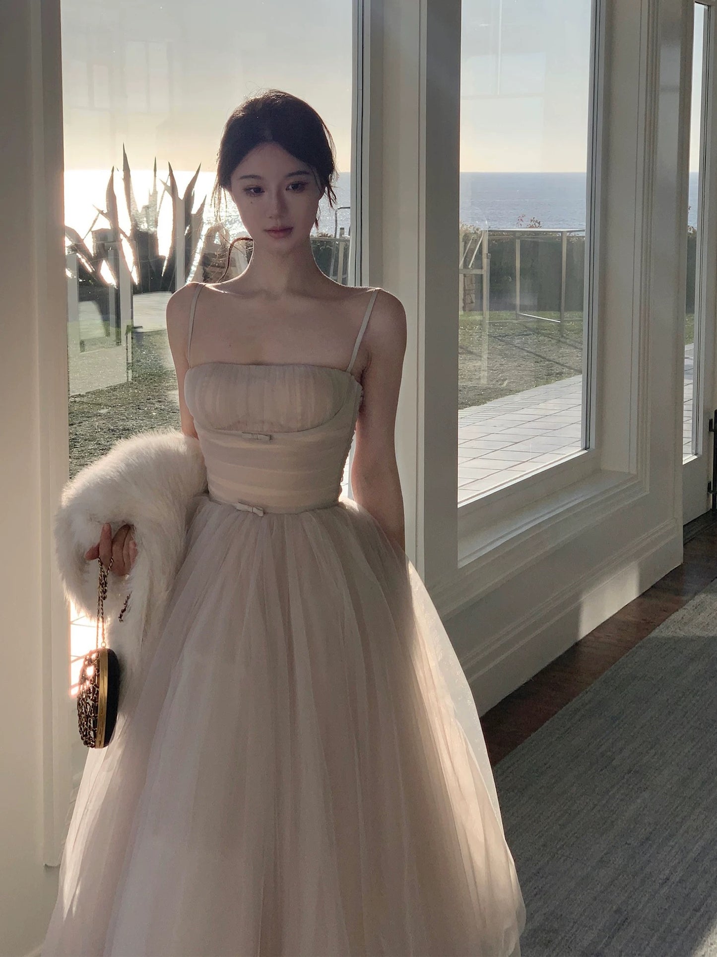 From a moment [Liuxian skirt] tie waist high-end dress temperament mesh runaway princess fairy skirt