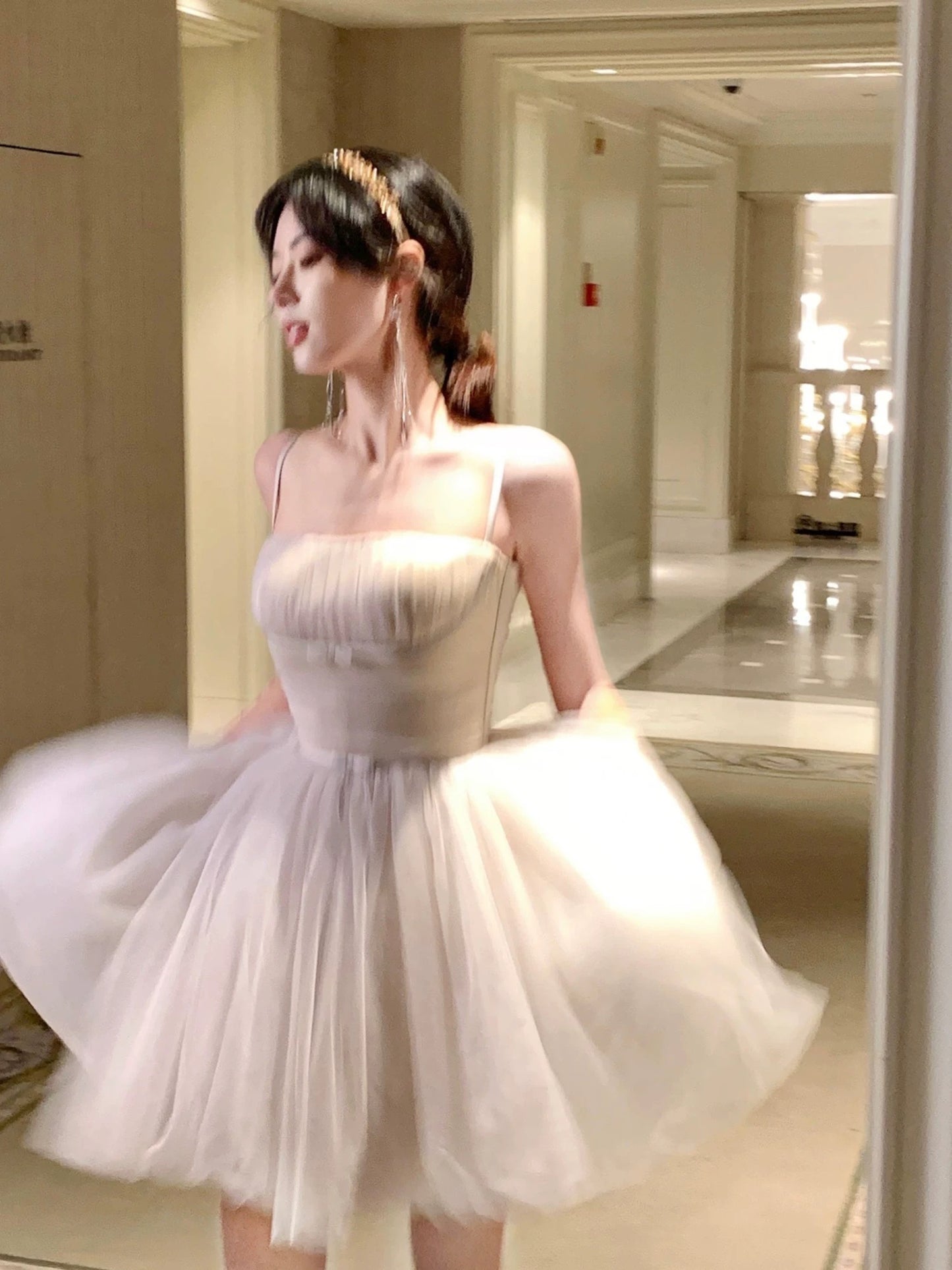 From a moment [Liuxian skirt] tie waist high-end dress temperament mesh runaway princess fairy skirt