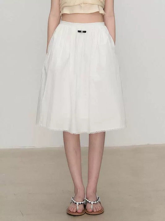 OIOI ESSE / "Hot Ballet Style" Delicate Lace Trim A-line Pleated Skirt for Women