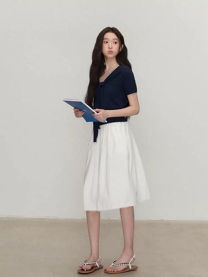 OIOI ESSE / "Hot Ballet Style" Delicate Lace Trim A-line Pleated Skirt for Women
