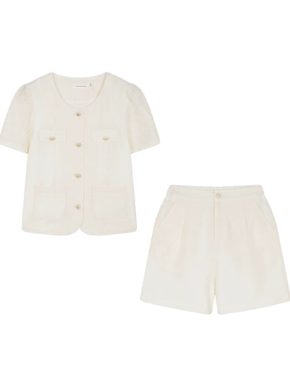Mohan Yimei's elegant and elegant short-sleeved shorts suit 2024 summer new versatile fashion suit for women