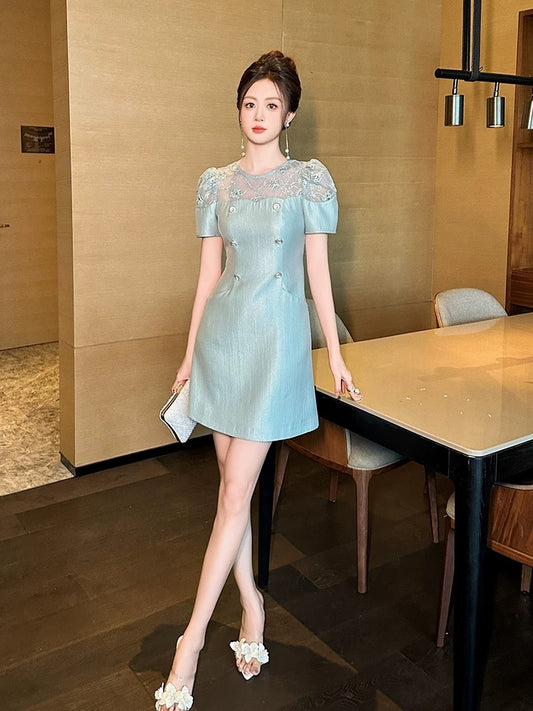 Elegant and elegant dress for women in summer 2025 new style high-end evening dress French temperament small fragrance style short skirt