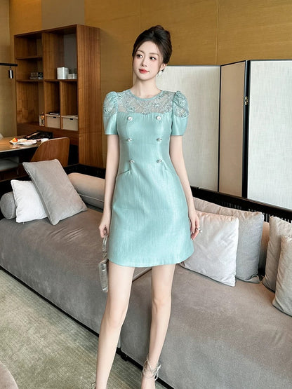 Elegant and elegant dress for women in summer 2025 new style high-end evening dress French temperament small fragrance style short skirt
